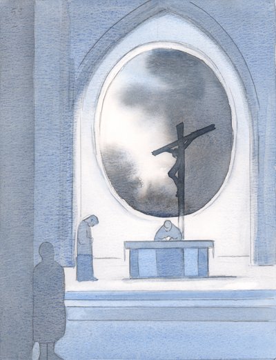 I saw a window into time, and our dear Lord hanging helpless on the cross by Elizabeth Wang