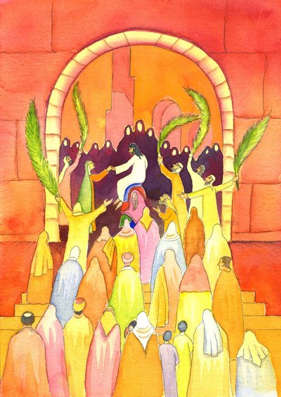 Jesus enters Jerusalem in procession (Palm Sunday), 2001 by Elizabeth Wang