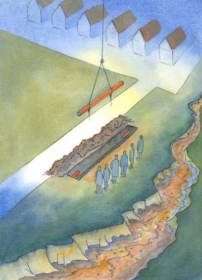Just as it is pointless installing sewage pipes if an open sewer is allowed to remain nearby, 2003 by Elizabeth Wang