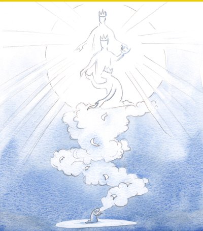 Our prayers for others rise up like letters carried on a cloud of incense to the floor of Heaven, to God the Holy Trinity, bearing all the names of our dear ones by Elizabeth Wang
