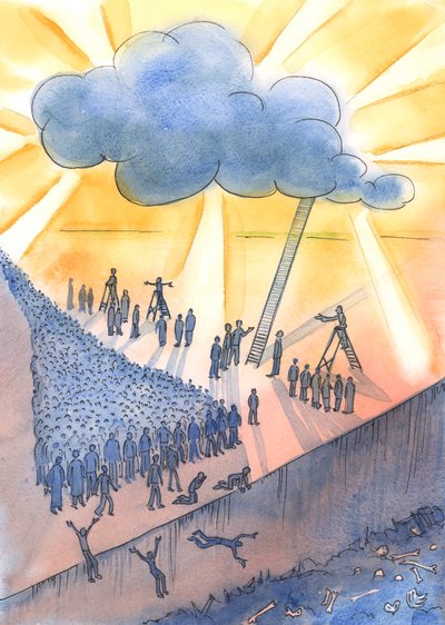 People are making their way towards death and perhaps Hell by Elizabeth Wang