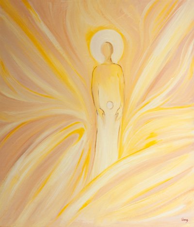 St Anne conceived in her womb the Immaculate One, like a host; the Virgin Mary, who would become the Mother of God by Elizabeth Wang