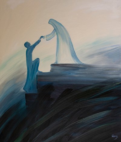 The Blessed Virgin Mary, our Mother, prays for us continually, and helps those we entrust to her care, including the Holy Souls by Elizabeth Wang