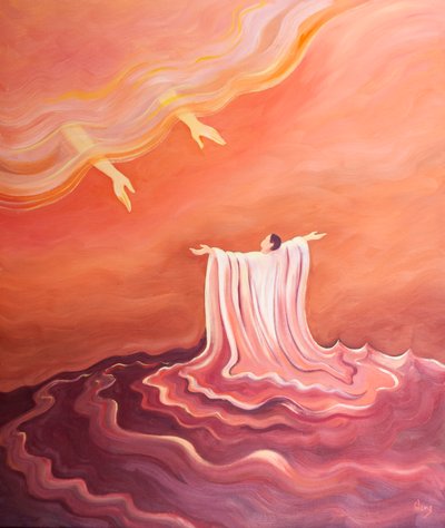 Through the Blood of Christ we are washed and clothed in a white garment, ready to approach the Father. by Elizabeth Wang