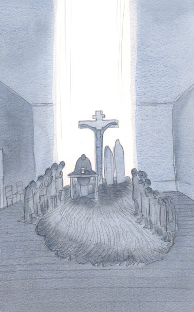 When we attend and offer the one, awe-inspiring Sacrifice, we find Calvary, here at the altar. by Elizabeth Wang