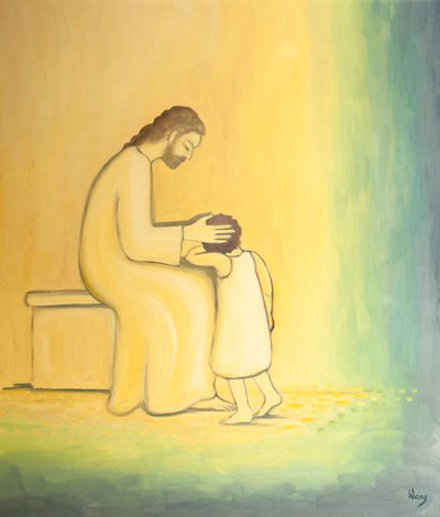 When we repent of our sins Jesus Christ looks on us with tenderness just as when a mother embraces her child by Elizabeth Wang