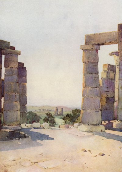 The Colossi from the Ramesseum in the Early Morning by Ella Du Cane