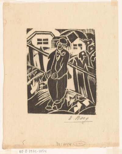 Man in Vegetable Garden by Else Berg (signed by artist)