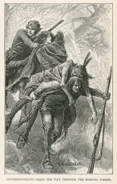 Leatherstocking Leads the Way Through the Burning Forest by Elviro Michael Andriolli