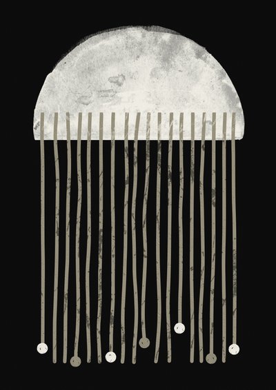 Minimalist Grey Rain by Ema Paraschiv