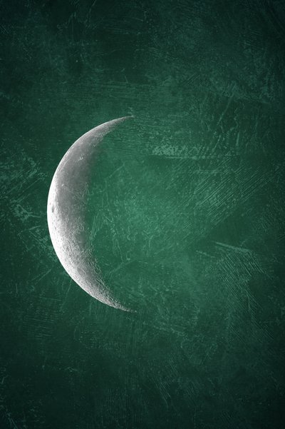 Mystic Green Crescent Moon by Ema Paraschiv