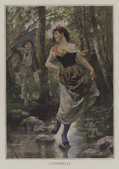 Cathinelle (colour litho) by Emile Antoine (after) Bayard