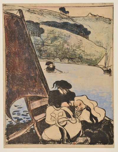 Bretons in a Boat on the Aven by Emile Bernard