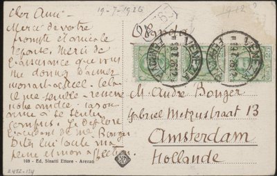 Postcard to Andries Bonger by Emile Bernard