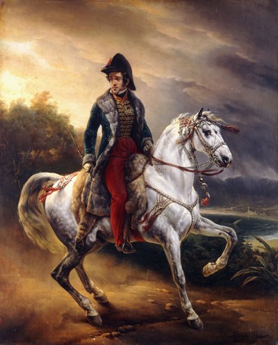Portrait of Justo Machado y Salcedo, Spanish Consul in Paris on Horseback by Emile Jean Horace Vernet