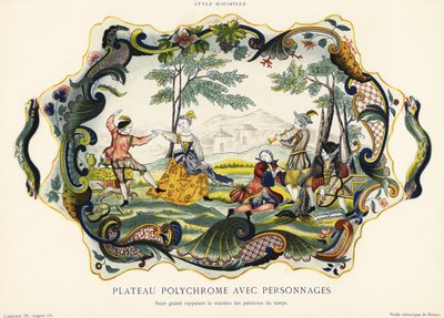 Platter with figures in the rockery style, Rouen by Emilie Pottier