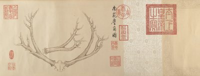 Two Paintings of Deer Antlers by Emperor Qianlong