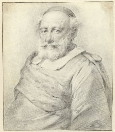 Portrait of a Man with White Beard and Cap, Facing Left by Engel Sam