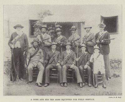 A Boer and his Ten Sons equipped for Field Service by English Photographer