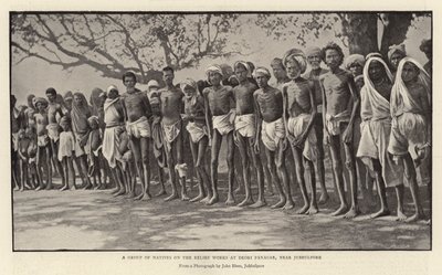 A Group of Natives on the Relief Works at Deori Panagar, Near Jubbulpore by English Photographer