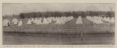 A Smart Corps of Irregulars, the Imperial Light Horse paraded at their Camp at Pietermaritzburg by English Photographer