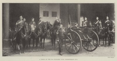 A Troop of the 10th Hussars with Nordenfeldt Gun by English Photographer