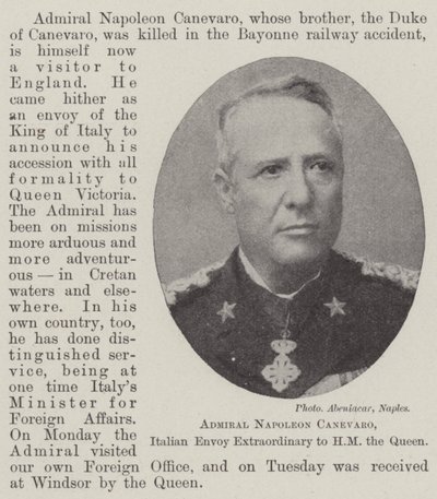 Admiral Napoleon Canevaro, Italian Envoy Extraordinary to HM the Queen by English Photographer
