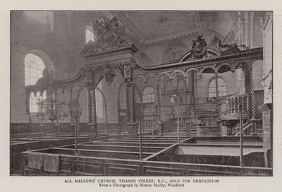 All Hallows Church, Thames Street, EC, Sold for Demolition by English Photographer