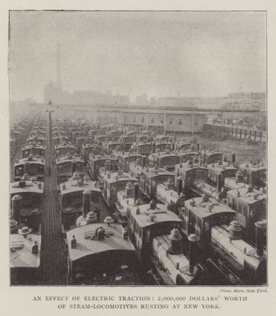 An Effect of Electric Traction, 2,000,000 Dollars Worth of Steam-Locomotives Rusting at New York by English Photographer