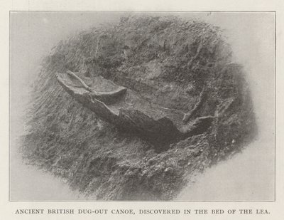 Ancient British Dug-out Canoe, discovered in the Bed of the Lea by English Photographer