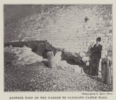 Another View of the Damage to Sandgate Castle Wall by English Photographer