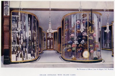 Arcade entrance with island cases by English Photographer