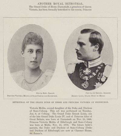 Betrothal of the Grand Duke of Hesse and Princess Victoria of Edinburgh by English Photographer