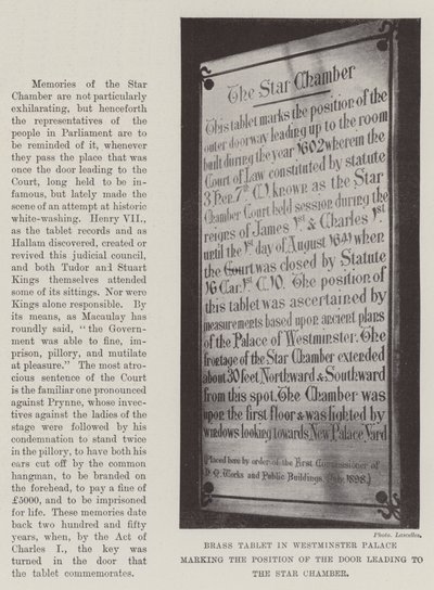 Brass Tablet in Westminster Palace marking the Position of the Door leading to the Star Chamber by English Photographer
