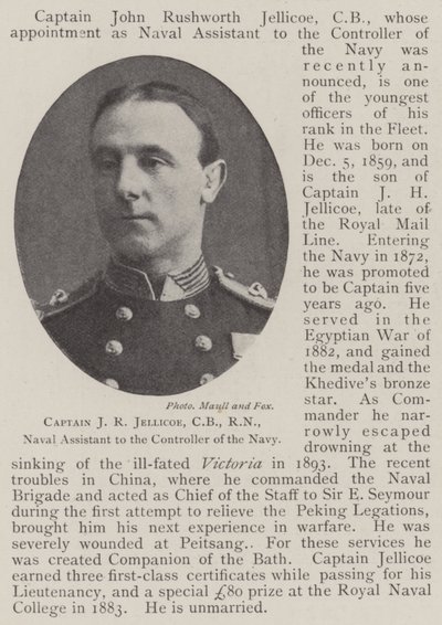 Captain J R Jellicoe, CB, RN, Naval Assistant to the Controller of the Navy by English Photographer