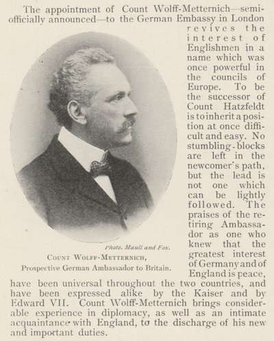 Count Wolff-Metternich, Prospective German Ambassador to Britain by English Photographer