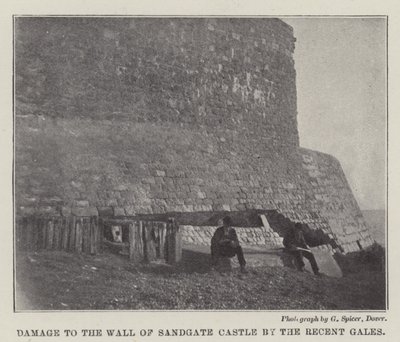 Damage to the Wall of Sandgate Castle by the recent Gales by English Photographer