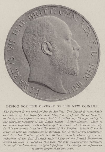 Design for the Obverse of the New Coinage by English Photographer