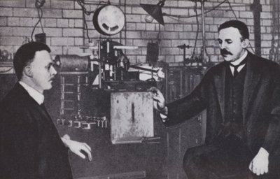 Ernest Rutherford and Hans Geiger in the Physics Laboratory of Manchester University by English Photographer