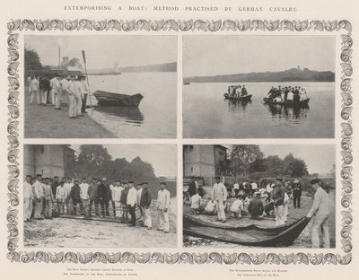 Extemporising a Boat, Method practised by German Cavalry by English Photographer