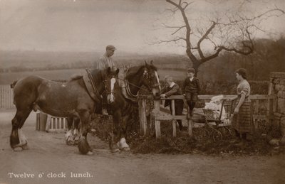 Family in the Countryside Stopping Work for Lunch by English Photographer