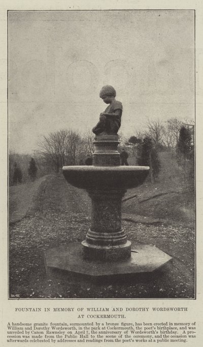 Fountain in Memory of William and Dorothy Wordsworth at Cockermouth by English Photographer