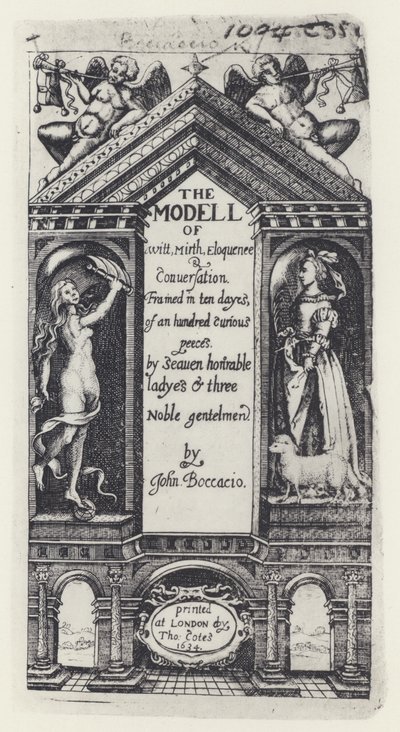 G Boccaccio, The Modell of Witt, Decameron, T Cotes for B Allen and W Hope 1634 by English Photographer