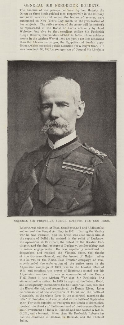 General Sir Frederick Sleigh Roberts, the New Peer by English Photographer