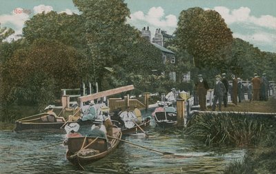 Goring - boating on the river. Postcard sent in 1913 by English Photographer
