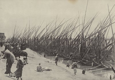 Grain boats on the Nile, showing how corn has always been brought down from Upper Egypt by English Photographer