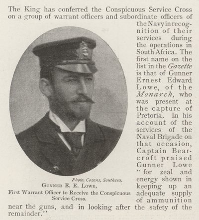 Gunner E E Lowe, First Warrant Officer to receive the Conspicuous Service Cross by English Photographer
