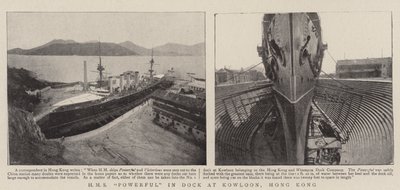 HMS Powerful in Dock at Kowloon, Hong Kong by English Photographer