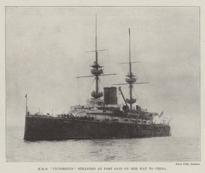 HMS Victorious stranded at Port Said on her Way to China by English Photographer