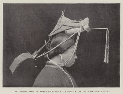 Head-Dress worn by Women from the Hills Forty Miles above Foochow, China by English Photographer